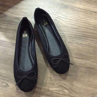 Giày bệt da lộn đính nơ xinh xắn_BHM