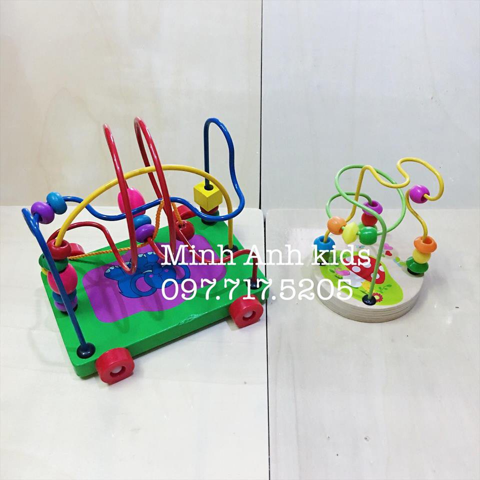 Đồ chơi gỗ xe luồn hạt loại to