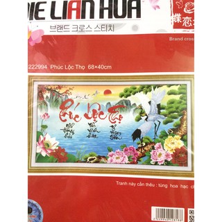 Tranh thêu chữ thập Phúc Lộc Thọ 222994-68x40cm