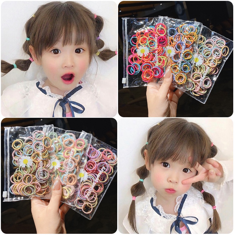 Set 100 Dây Buộc Tóc Cao Su Dễ Thương Cho Bé Gái