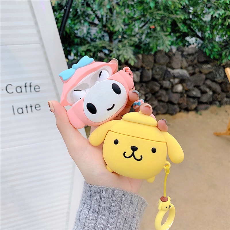 Vỏ Bảo Vệ Hộp Sạc Tai Nghe AirPods 1 / 2 / 3 Pro Bằng Silicon Hình Kuromi Pom Pom Purin Melody Dễ Thương