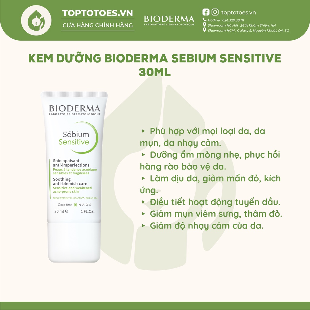 Kem dưỡng giảm mụn cho da nhạy cảm Bioderma Sebium Sensitive 30ML