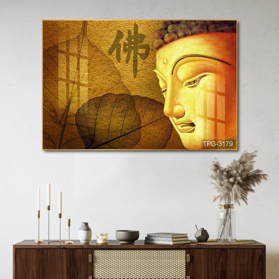 Tranh phật tráng gương treo tường Lala decor phòng khách kích thước 40x60cm kèm đinh 3 chân đa năng