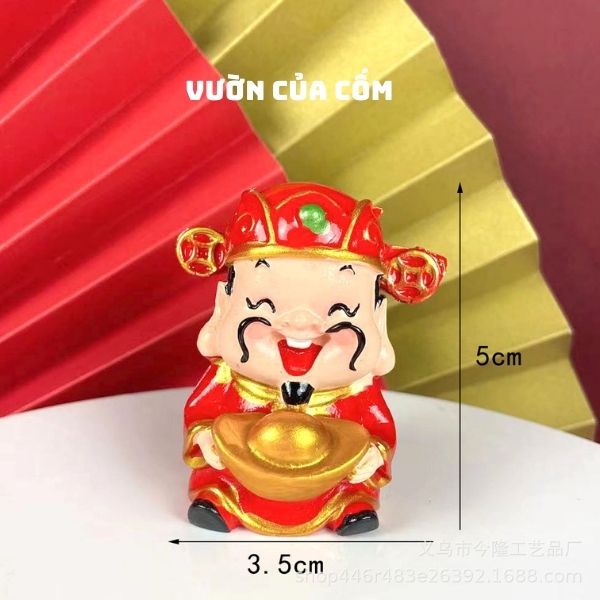 Tượng ông thần tài phong thủy trang trí tiểu cảnh sen đá , cây cảnh , thủy sinh . Kíck thước 3,5 x 5 cm