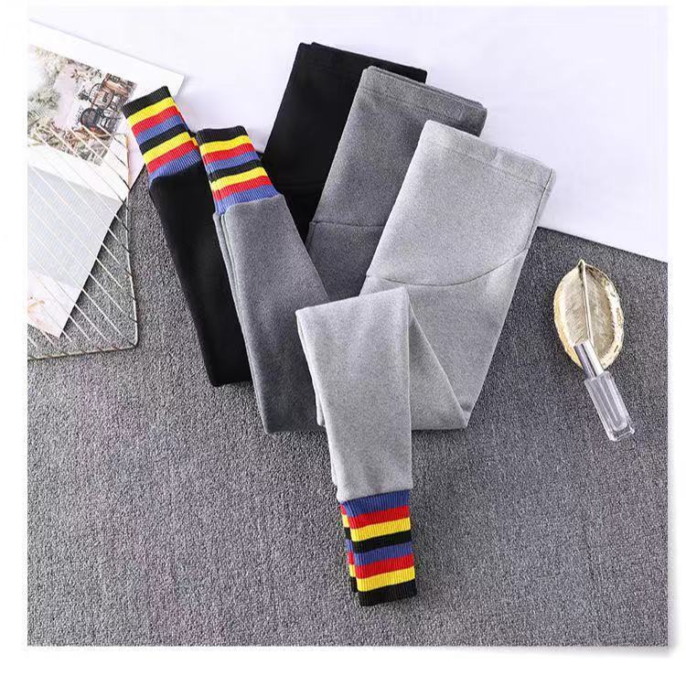 Quần Legging Nhung Lông Cừu Dày Kẻ Sọc Màu Sắc Thời Trang Thu Đông Cho Mẹ Bầu