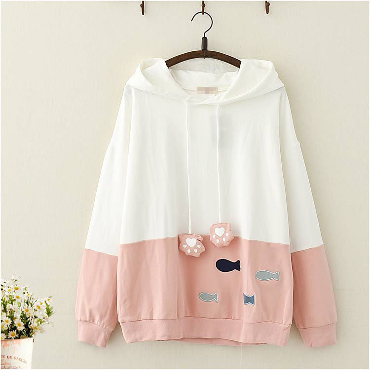 Áo Hoodie Nữ Tay Dài Dáng Rộng Phong Cách Nhật Bản Thời Trang Mùa Thu 3 Màu Lựa Chọn