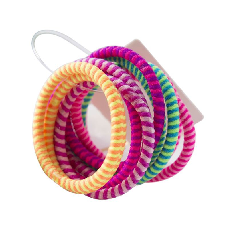 [Do] 10Pcs Children Girls Elastic Rubber Band Fluorescent Colorful Hair Rope Wavy Spiral Lumpy 