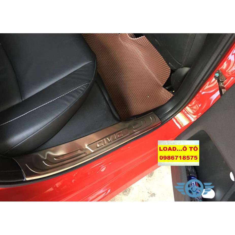 Ốp Bậc Cửa, Nẹp Bước Chân Trong Ngoài Honda Civic 2022-2019 Chất Liệu INOX Cao Cấp