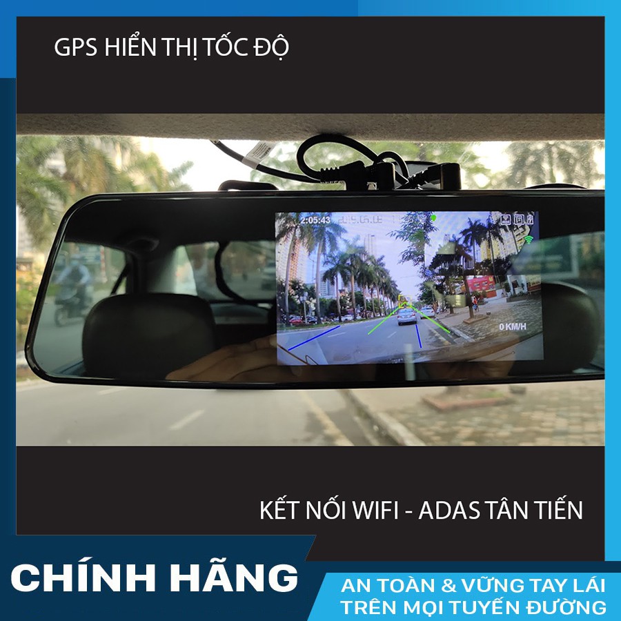 Camera hành trình trên gương Blurams V20 ghi hình 2 kênh GPS ADAS WIFI + KM thẻ nhớ 64gb | BigBuy360 - bigbuy360.vn