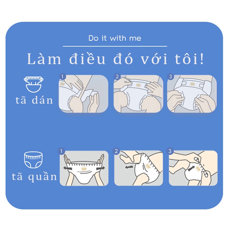Bỉm Tã Dán YiYing Tả Sơ Sinh Cho Bé Trẻ Em Size S58/M48/L40 Newborn Nội Địa tã bỉm quần dán sơ sinh tã em be