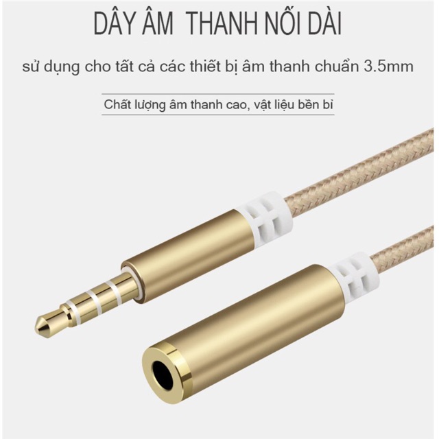 Dây nối dài 3M cho tai nghe và các thiết bị âm thanh chuẩn 3.5mm/4 khấc