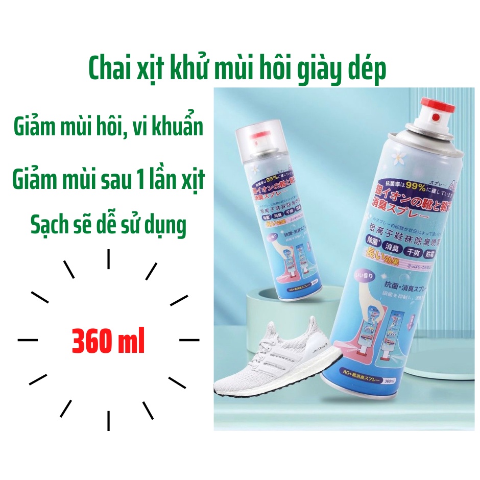 Chai xịt giày dép khử mùi hôi nano bạc , bình xịt thơm khử mùi chân mùa mưa
