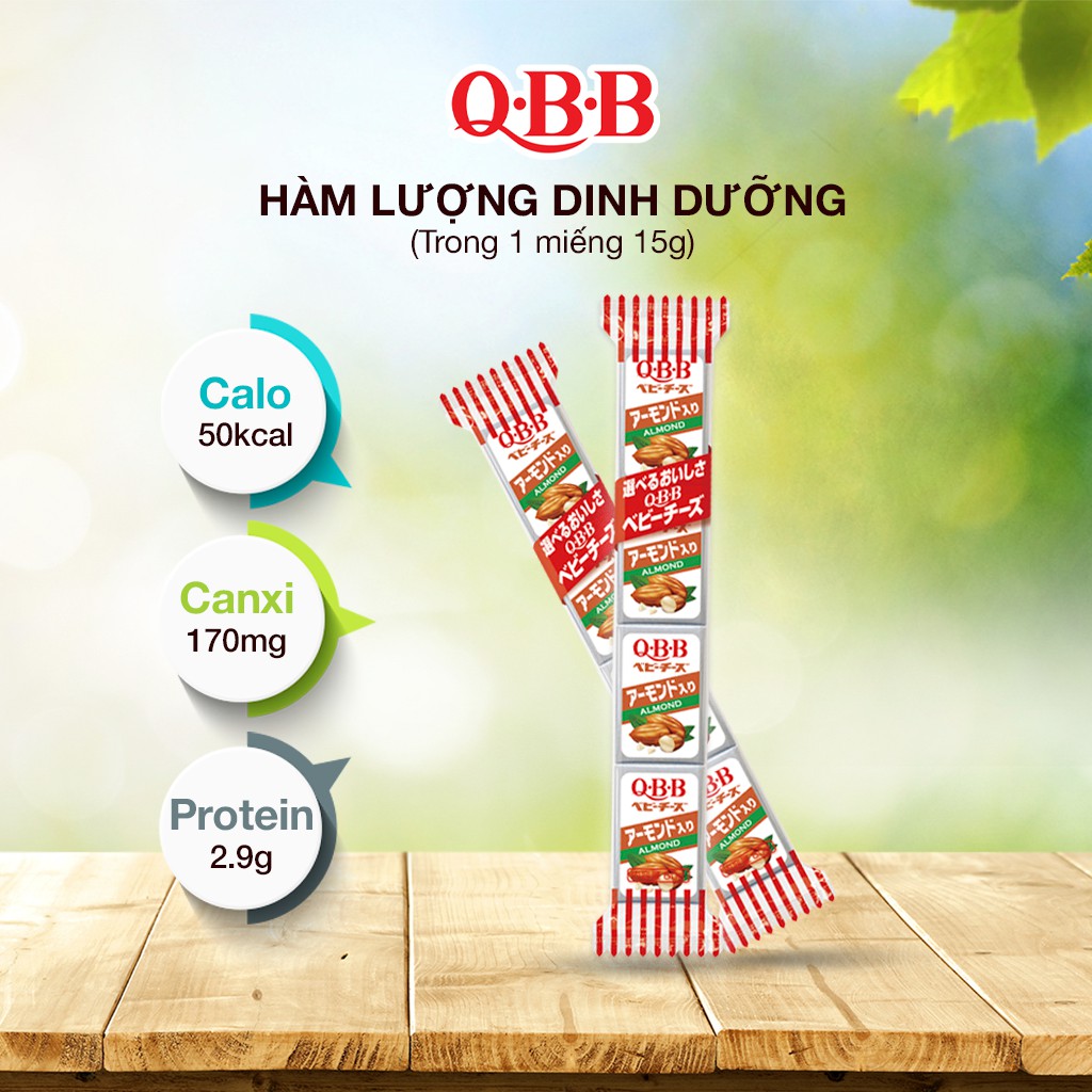 Phô Mai QBB Baby Cheese Cho Bé Từ 18 Tháng Tuổi Trở Lên Vị Hạnh Nhân Thanh 60g 4 Miếng 4903308004687