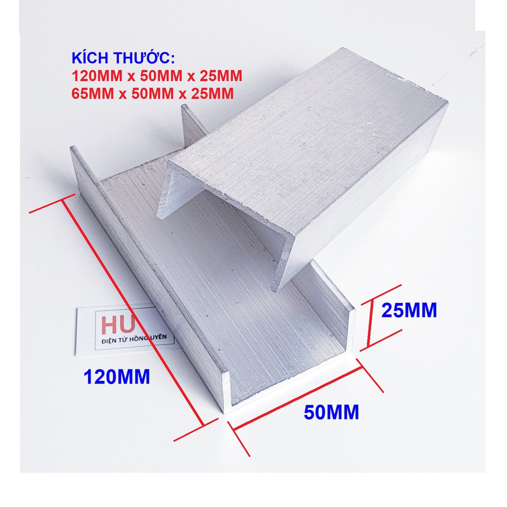 Nhôm Tản Nhiệt linh kiện điện tử. 2 Kích thước 120x50x25mm và 65x50x25mm. Nhôm bắt D718, b688 làm máy cơ