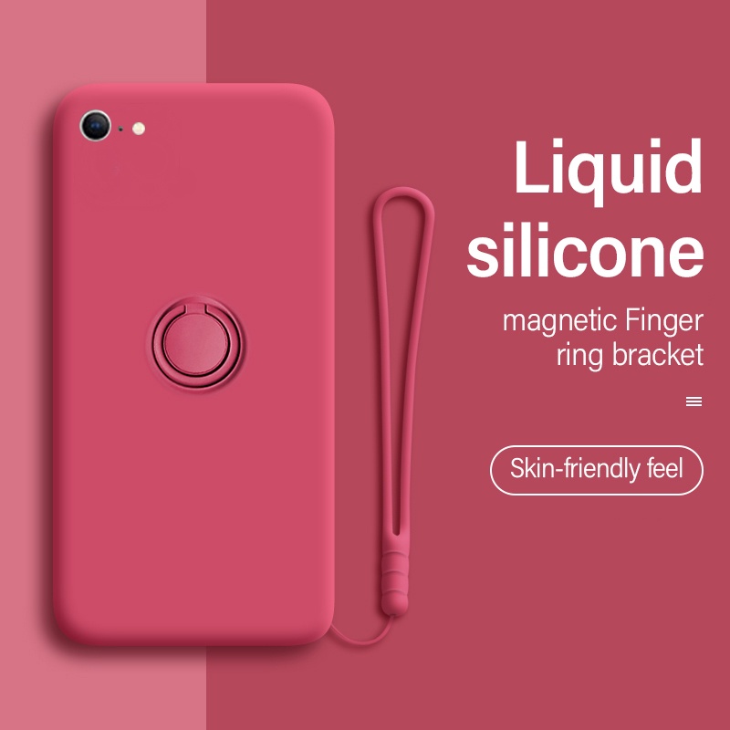 Ốp Lưng Silicone Mềm Có Vòng Nhẫn Và Nam Châm Tiện Dụng Cho iPhone 6 6S 7 8 Plus SE