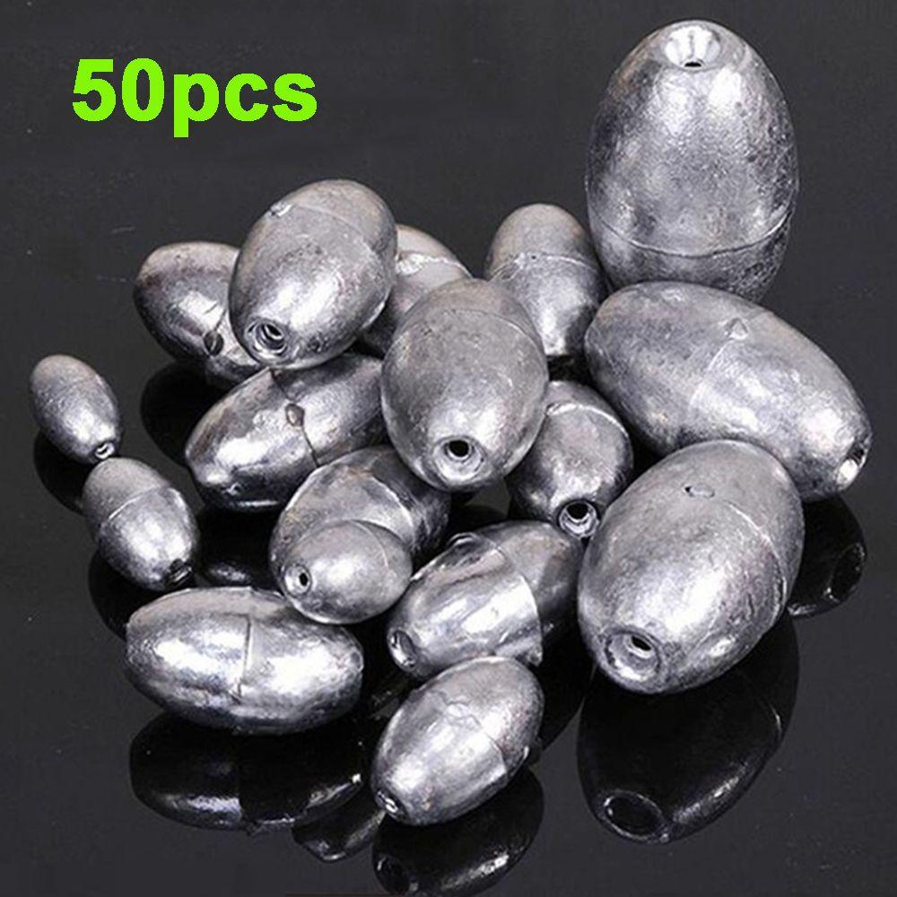 Set 50 Hạt Chặn Mồi Câu Cá Hình Oval Tiện Dụng