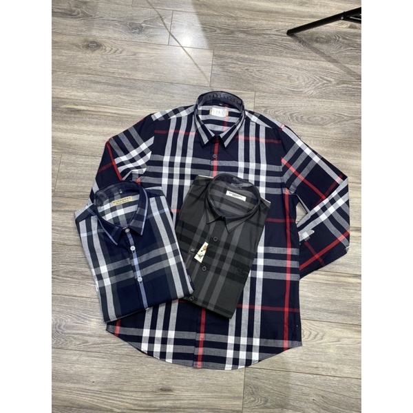 Áo sơ mi nam dài tay họa tiết kẻ nhỏ màu xanh đỏ chất mát xịn