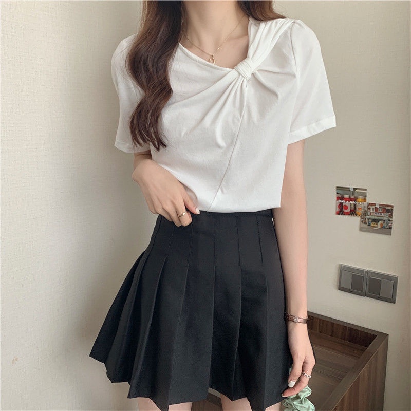 Áo thun WT-TX-183 tay ngắn dáng ôm màu trơn in hình bướm dễ phối đồ thời trang cho nữ