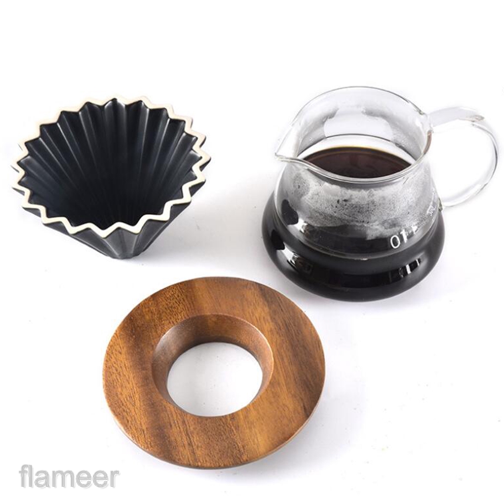 Home Wooden Filter Stand Coffee Dripper Bracket Pour Over Drip Holder Round