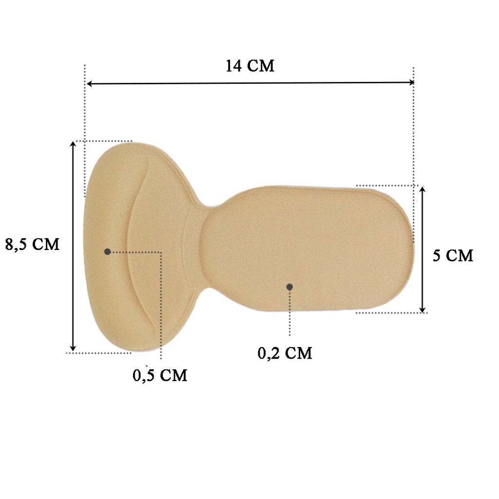 Miếng lót gót giày cao gót nữ, thể thao chống rộng, bảo vệ gót chân, tăng size chống đau chân loại 4D chữ T (bộ 2 cái)