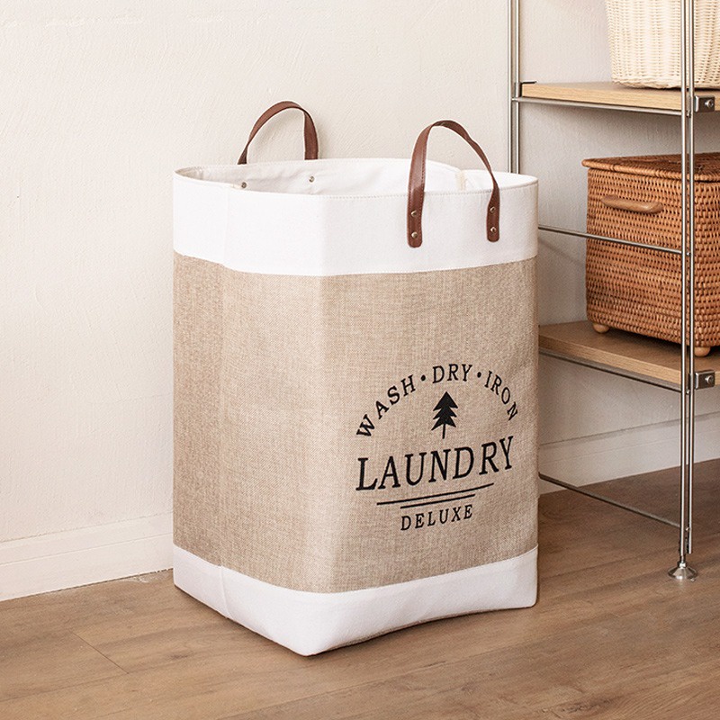 Giỏ Đựng Quần Áo Bẩn/ Đồ Chơi Bằng Vải Lanh Cotton Sức Chứa Lớn Sắp Xếp Gọn Gàng