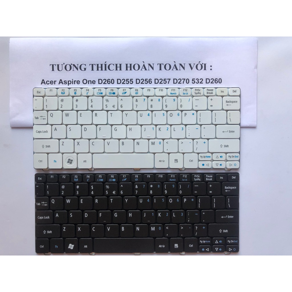 Bàn Phím Cho Acer Aspire One D255 D257 Trắng - Hàng mới 100% Bảo Hành 12 Tháng Toàn Quốc