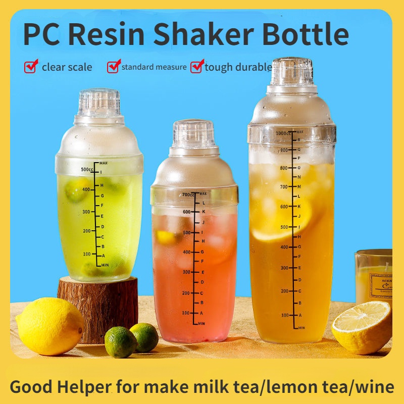 Bộ Cốc Uống Trà Sữa Bằng Nhựa PC Trong Suốt Có Thang Đo Lường Tiện Lợi