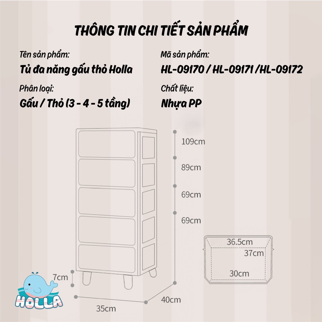 TỦ GẤU/THỎ 4- 5 TẦNG HOLLA/ SASA HL-09171/HL-09172