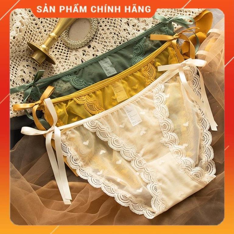 Quần Lót Nữ ❤️ Quần Lót Ren Họa Tiết Tim Thắt Nơ Hông Sexy Điệu Đà mẫu 039