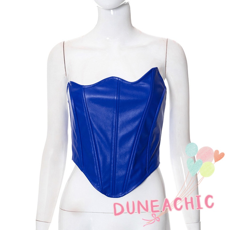 DUNEA Áo Ống Màu Trơn Phối Khóa Kéo Cá Tính Cho Nữ