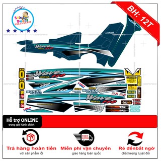 Tem xe wave nhỏ đời đầu dán xe xanh nhớt