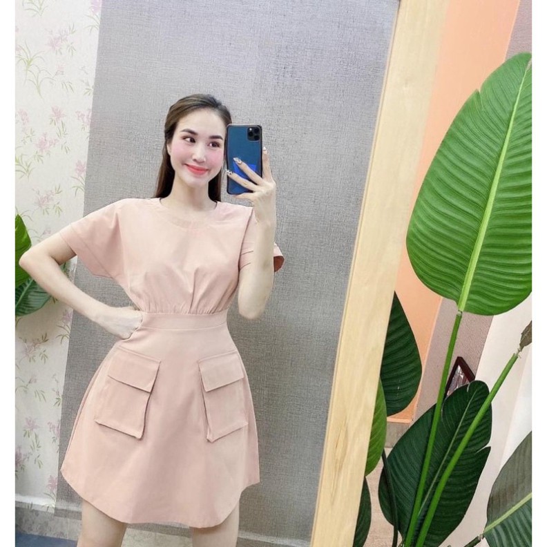 (Kho Sỉ Nam Đinh) VÁY KAKI MỀM TÚI HỘP HỒNG