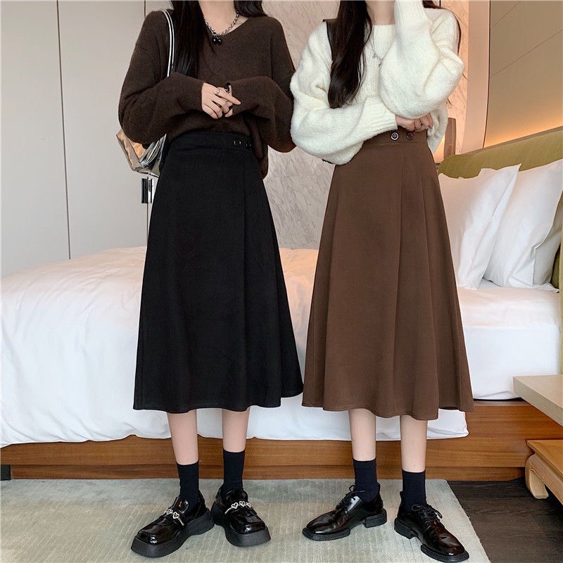 Chân Váy Dài Xếp Li Xéo Có Nút Lưng Cao 4 Màu Thời Trang Hàn Quốc | Smide Clothing