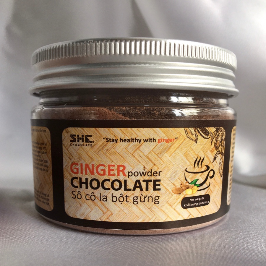 [Pha uống siêu ngon] Socola bột Gừng - Hũ pet 60g - SHE Chocolate – Đồ uống bổ dưỡng, nạp năng lượng, tốt cho sức khỏe