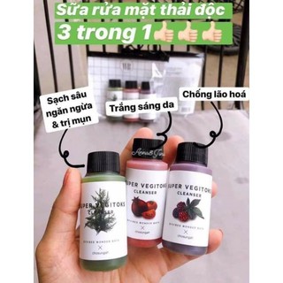 [SET MINI] Sữa Rửa Mặt Rau Củ Sủi Bọt Thải Độc Super Vegitoks Cleanser Mini