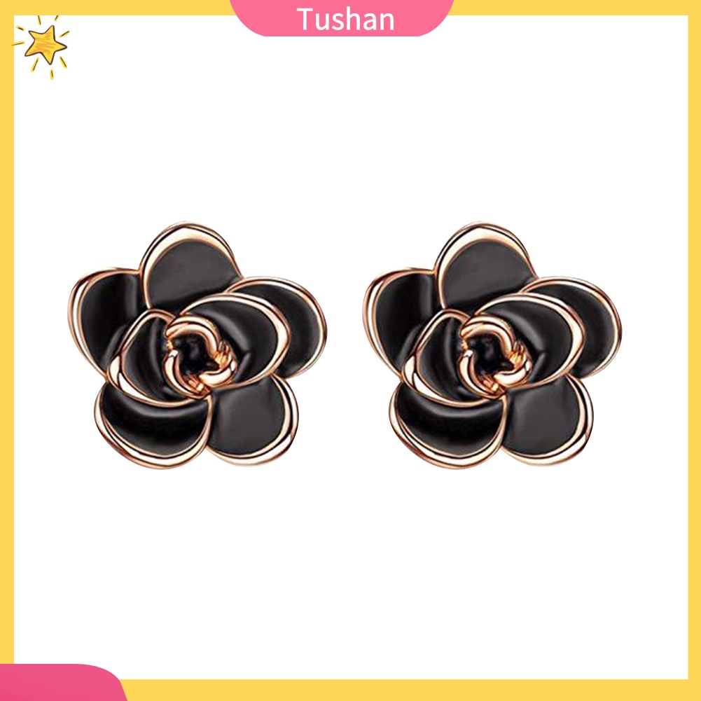 TUSH Elegant Women Rose Flower Pendant Earrings Ear Stud Party Banquet Jewelry Gift