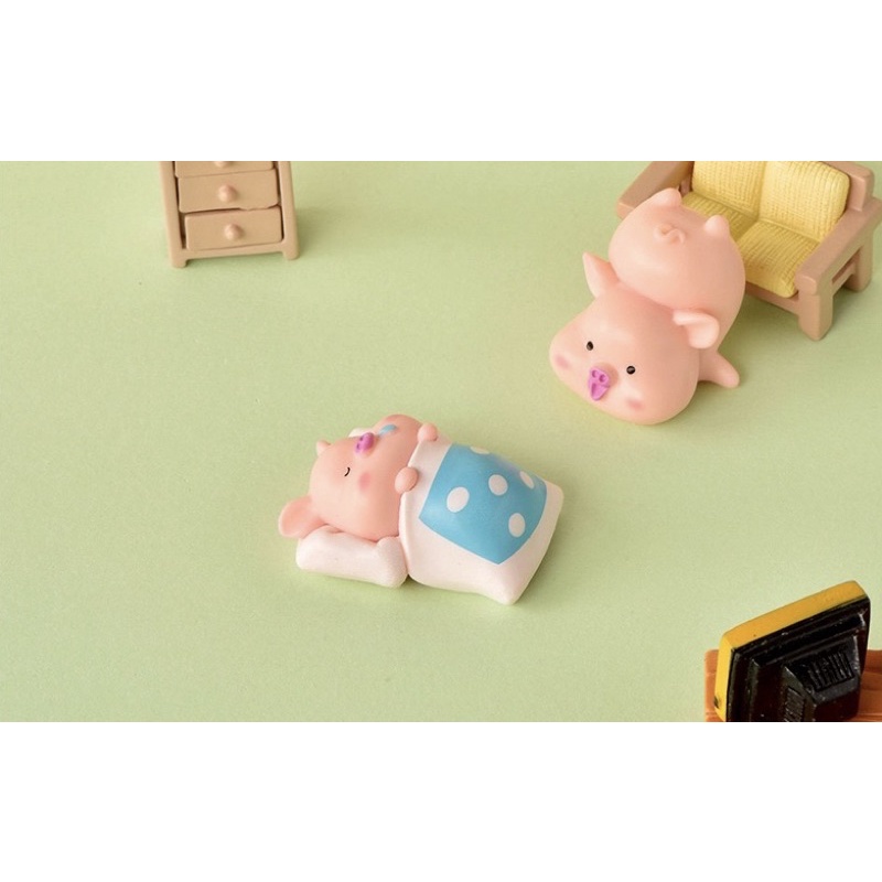 Set 7 mô hình heo khủng long dễ thương trang trí bàn làm việc, tủ sách, quà tặng, tiểu cảnh, set heo số 3