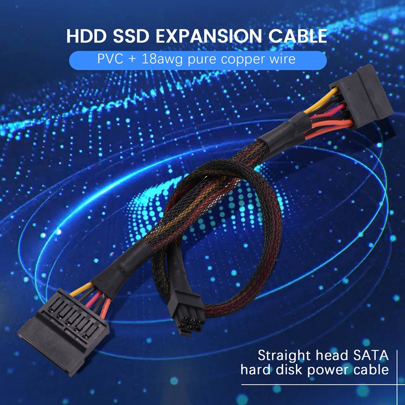 Dây Cáp Nguồn 6Pin Sang 15Pin X2 SATA Cho DELL Vostro 3650 3653 3655