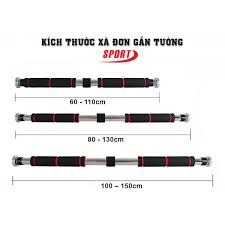 Thanh tập xà đơn treo tường gắn cửa  nhiều cỡ từ 62-150cm tùy chỉnh phù hợp tập gym tại nhà tăng cơ bắp