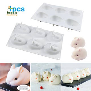 Khuôn silicone 3D hình con thỏ dùng làm bánh tráng miệng