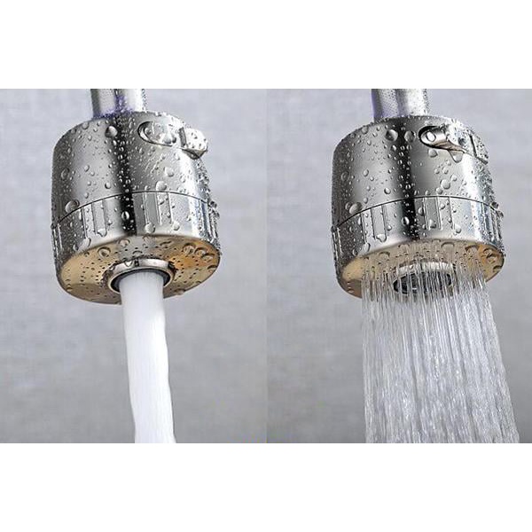 Đầu nối vòi nước tăng áp xoay 360 tiện lợi, phù hợp với tất cả các đầu rửa