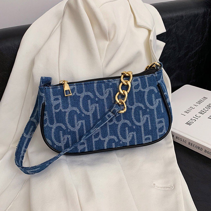 Túi xách đeo vai chất liệu Denim phong cách Hàn Quốc cho nữ