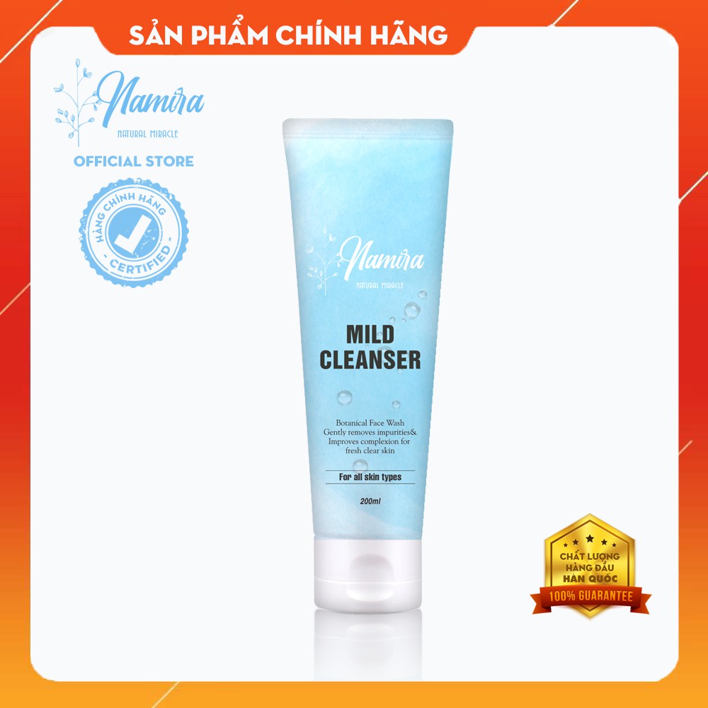 Sữa Rửa Mặt Sạch Sâu Namira Mild Cleanser - Tạo Bọt, Dưỡng Ẩm, Sáng Da 200ml