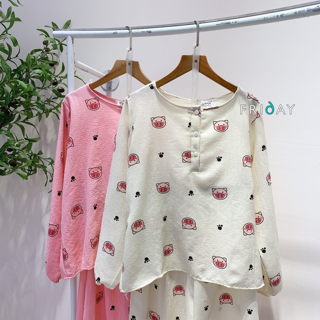 Bộ đồ ngủ chất đũi nhăn dáng dài nhiều hoạ tiết Friday | BigBuy360 - bigbuy360.vn