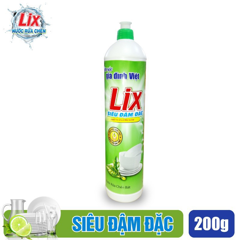 Nước Rửa Chén LIX 200ml Siêu Đậm Đặc Trà Xanh - TX20T