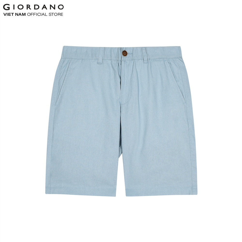 Quần Linen Shorts Nam Lưng Thun Nút Cài Giordano 01101207