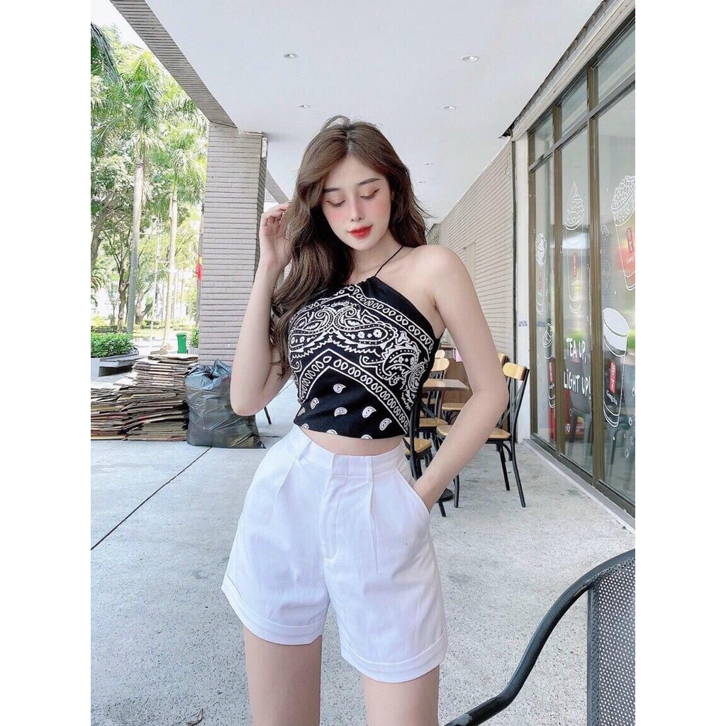 [CHEAPY] Áo croptop thổ cẩm siêu xinh - Áo croptop nữ freesize ôm body đan dây lưng chất thun co giãn sexy hot trend