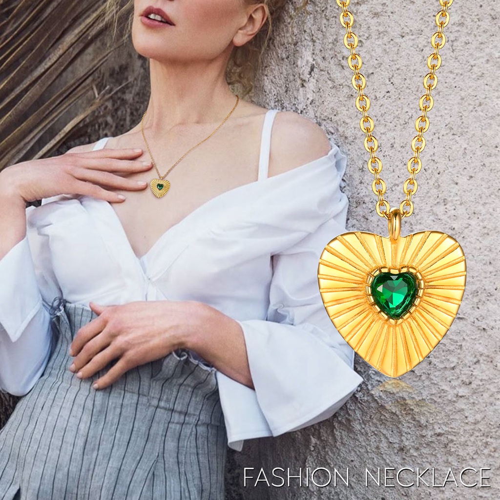 Vnox Vòng cổ Mạ Vàng 14K Mặt Hình Trái Tim Thời Trang Cho Nữ