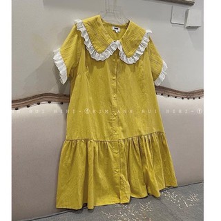 Váy Đũi Vàng Dáng Babydoll Cổ Bèo, Đầm Dáng Xoè Siêu Xinh Có Ảnh Thật Kèm Video - Mặc Là Xinh