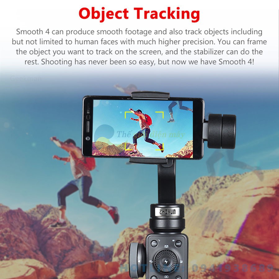 Tay cầm chống rung gimbal Zhiyun smooth 4 chống rung điện thoại, camera hành trình nhỏ gọn full phụ kiện HOT | BigBuy360 - bigbuy360.vn